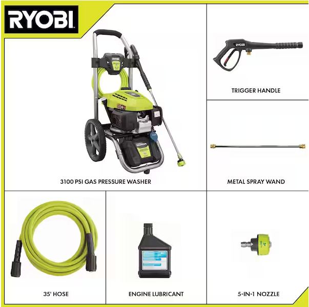 Ryobi 3100 PSI 2.3 GPM Gas Pressure Washer Honda Engine