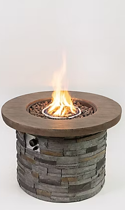 Berkley Jensen 35" Round Wood/Stone Gas Fire Pit