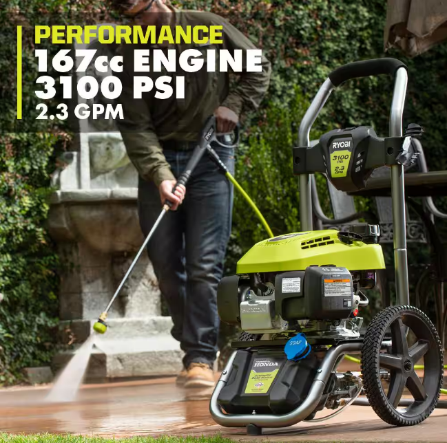 Ryobi 3100 PSI 2.3 GPM Gas Pressure Washer Honda Engine