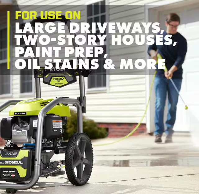 Ryobi 3300 PSI 2.5 GPM Gas Pressure Washer Honda Engine