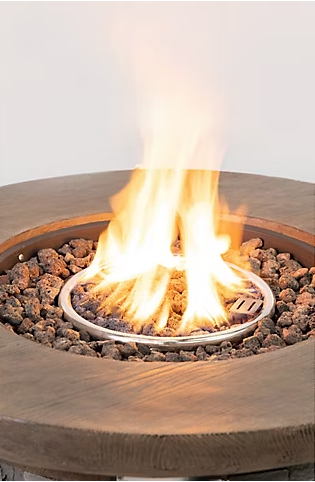 Berkley Jensen 35" Round Wood/Stone Gas Fire Pit