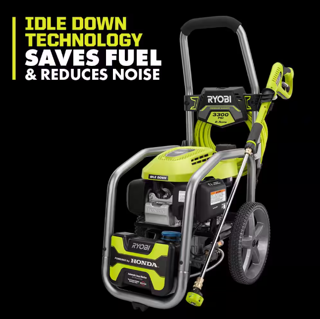 Ryobi 3300 PSI 2.5 GPM Gas Pressure Washer Honda Engine