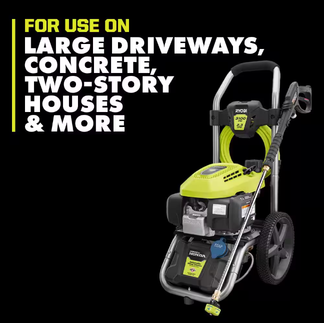 Ryobi 3100 PSI 2.3 GPM Gas Pressure Washer Honda Engine