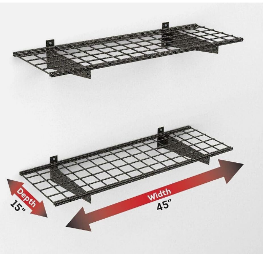 40/Pallet - Hyloft 45"x15" Steel Wire Garage Wall Shelf - 2 pack